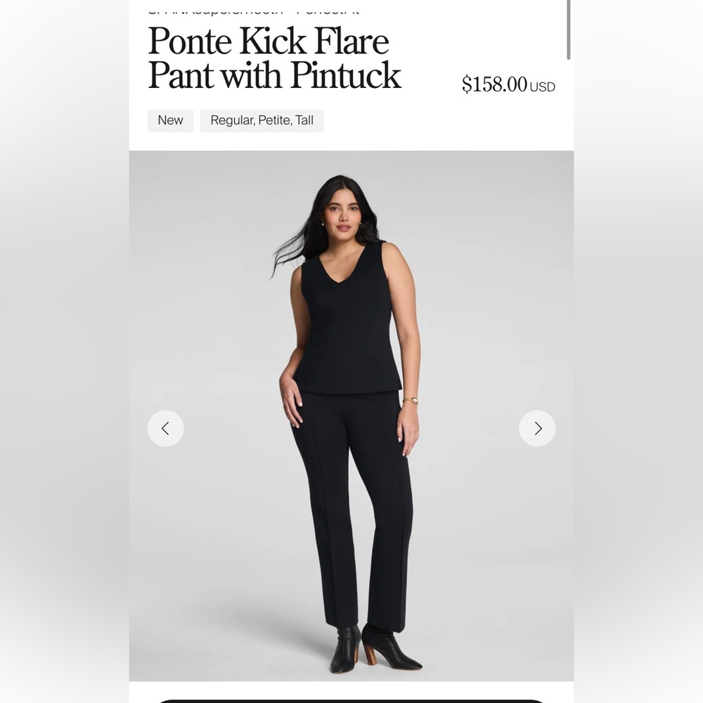 Spanx Size S Ponte Kick Flair Pant with Pintuck - Black